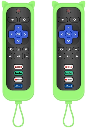 2 Pack Remote for Roku TV & Cover for Onn Roku Remote (Green) Remotes Replacement Cover Compatible with TCL Roku TV Remote, Replacement for Roku TV Remote 2 Pack Remote for Roku TV & Cover for Onn Roku Remote (Green) Remotes Replacement Cover Compatible with TCL Roku TV Remote, Replacement for Roku TV Remote
