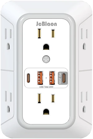 Multi Plug Outlet Surge Protector, Wall Charger with 6 Outlet Splitter with 4 USB Ports(PD 20W), 3-Sided 1050J Surge Protector Power Strip for Home Office Dorm Room Essentials-ETL Multi Plug Outlet Surge Protector, Wall Charger with 6 Outlet Splitter with 4 USB Ports(PD 20W), 3-Sided 1050J Surge Protector Power Strip for Home Office Dorm Room Essentials-ETL
