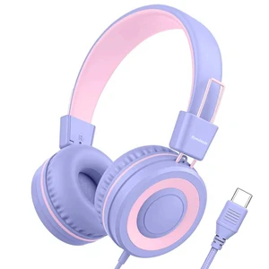 Upgrade USB Type C Kids Headphone for School, 94dB Safe Volume Limited, HD Stereo Sound, Foldable Lightweight On-Ear Headphones for Boys/Girls/Students/Tablet/Travel(Light Purple) Upgrade USB Type C Kids Headphone for School, 94dB Safe Volume Limited, HD Stereo Sound, Foldable Lightweight On-Ear Headphones for Boys/Girls/Students/Tablet/Travel(Light Purple)