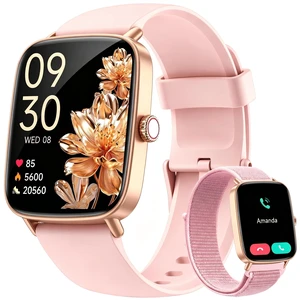 Smart Watch for Women, 1.85" HD AMOLED Fitness Tracker (Answer/Call) with 24/7 Heart Rate/Sleep/Health Monitor for iPhone & Android, 120+ Sports Modes Smartwatch with IP68 Waterproof, 2 Bands Smart Watch for Women, 1.85" HD AMOLED Fitness Tracker (Answer/Call) with 24/7 Heart Rate/Sleep/Health Monitor for iPhone & Android, 120+ Sports Modes Smartwatch with IP68 Waterproof, 2 Bands