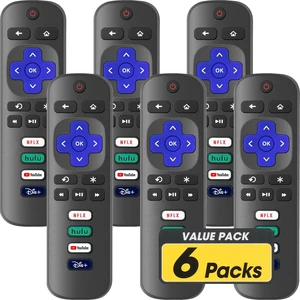 6 Pack Replacement Remote Control Only for Roku TV, Compatible for TCL Roku/Hisense Roku/Sharp/Philips/Onn Roku Smart TV(Not for Roku Stick and Box) 6 Pack Replacement Remote Control Only for Roku TV, Compatible for TCL Roku/Hisense Roku/Sharp/Philips/Onn Roku Smart TV(Not for Roku Stick and Box)