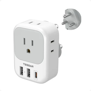 South Africa Type M Power Adapter 4 American Outlets, 3 USB Charger (1 USB C Port), For US to Bhutan Botswana Namibia Nepal South Africa Type M Power Adapter 4 American Outlets, 3 USB Charger (1 USB C Port), For US to Bhutan Botswana Namibia Nepal