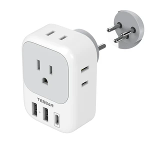 US to Israel Plug Adapter, Type H Travel Adaptor 4 American Outlets,3 USB Charger (1 USBC), Ideal for Jerusalem US to Israel Plug Adapter, Type H Travel Adaptor 4 American Outlets,3 USB Charger (1 USBC), Ideal for Jerusalem