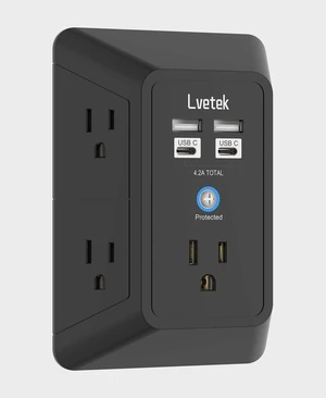 Outlet Extender, Surge Protector Outlet with 5-Multi Plug Outlet and 4 USB Ports(2 USB C), 3-Sided 1680J Power Strip Wall Charger, Multiple-Plug Outlet Splitter for Home Travel Office,ETL Listed,Black Outlet Extender, Surge Protector Outlet with 5-Multi Plug Outlet and 4 USB Ports(2 USB C), 3-Sided 1680J Power Strip Wall Charger, Multiple-Plug Outlet Splitter for Home Travel Office,ETL Listed,Black