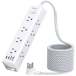 Power Strip Surge Protector with 12 AC Outlets 4 USB, 5FT Extension Cord Flat Plug Wall Mount, 1050J Overload Protection, Desk Charging Station for Home Dorm Room Office Essentials, ETL Listed Power Strip Surge Protector with 12 AC Outlets 4 USB, 5FT Extension Cord Flat Plug Wall Mount, 1050J Overload Protection, Desk Charging Station for Home Dorm Room Office Essentials, ETL Listed