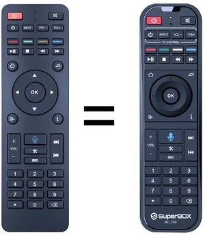 RC-200 Replacement Voice Remote Control for Super Box - RC-200L Compatible with SuperBox S4 S5 S6 S7 Max / S5 Pro/Elite Ultra/Elite Pro+, Without Voice for S4 Pro and S3 Pro, Easy Pairing RC-200 Replacement Voice Remote Control for Super Box - RC-200L Compatible with SuperBox S4 S5 S6 S7 Max / S5 Pro/Elite Ultra/Elite Pro+, Without Voice for S4 Pro and S3 Pro, Easy Pairing