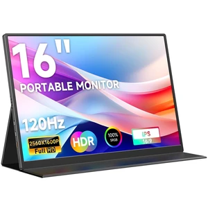 16" 2.5K 120Hz Portable Monitor, 2560x1600 HDR IPS Display, QHD 100% sRGB, USB-C & HDMI, Eye Care External Second Screen, for Laptop/PC/Phone/PS4/5/Xbox/Switch 16" 2.5K 120Hz Portable Monitor, 2560x1600 HDR IPS Display, QHD 100% sRGB, USB-C & HDMI, Eye Care External Second Screen, for Laptop/PC/Phone/PS4/5/Xbox/Switch