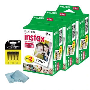 Instax Mini Instant Film, 60 Shots (10 Sheets x 6) Capture Memories Anytime, Anywhere + BluebirdSales Premium Cleaning Cloth & 8 AA Batteries Instax Mini Instant Film, 60 Shots (10 Sheets x 6) Capture Memories Anytime, Anywhere + BluebirdSales Premium Cleaning Cloth & 8 AA Batteries