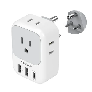 US to India Plug Adapter, Type D Travel Adaptor 4 American Outlets,3 USB Charger(1 USBC), for Bangladesh, Maldives, Nepal, Pakistan US to India Plug Adapter, Type D Travel Adaptor 4 American Outlets,3 USB Charger(1 USBC), for Bangladesh, Maldives, Nepal, Pakistan