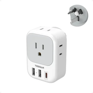 US to Australia Plug Adapter Type I Travel Adaptor 4 American Outlets, 3 USB Ports (1 USB C 20W), For USA to Australian Argentina China Fiji Samoa, New Zealand Power Adapter US to Australia Plug Adapter Type I Travel Adaptor 4 American Outlets, 3 USB Ports (1 USB C 20W), For USA to Australian Argentina China Fiji Samoa, New Zealand Power Adapter