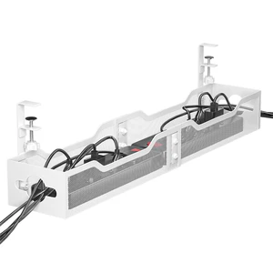 Under Desk Cable Management Tray White, Cable Management Under Desk No Drill, 25'' Cable Tray with Clamp for Wire Management, Cord Organizer for Office, Home - No Damage to Table Under Desk Cable Management Tray White, Cable Management Under Desk No Drill, 25'' Cable Tray with Clamp for Wire Management, Cord Organizer for Office, Home - No Damage to Table
