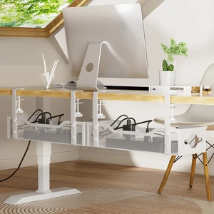 Under Desk Cable Management Tray 2 Pack, No Drill Cable Organizer With Clamp for Standing Desk, Easy to Install Cord Management System, No Damage Wire Organizer Under Desk Cable Management Tray 2 Pack, No Drill Cable Organizer With Clamp for Standing Desk, Easy to Install Cord Management System, No Damage Wire Organizer