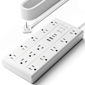 20Ft Extension Cord with Multiple Outlets, Flat Plug Power Strip 2100J, 13AC 2 USB C 2 USB A Charging Ports, Surge Protector, Desk Charging Station, Home Office, College Dorm Room Essentials 20Ft Extension Cord with Multiple Outlets, Flat Plug Power Strip 2100J, 13AC 2 USB C 2 USB A Charging Ports, Surge Protector, Desk Charging Station, Home Office, College Dorm Room Essentials