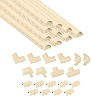 157in Cord Cover Kit, Self-Adhesive Wire Hiders, Paintable Cable Raceway to Hide Wires on Wall, Electrical Cable Management - 10x 15.7 Lengths & 19 Accessories - 1.18" (W) x 0.59" (H) - Beige 157in Cord Cover Kit, Self-Adhesive Wire Hiders, Paintable Cable Raceway to Hide Wires on Wall, Electrical Cable Management - 10x 15.7 Lengths & 19 Accessories - 1.18" (W) x 0.59" (H) - Beige