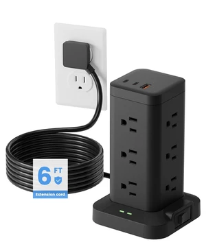 6ft Long Extension Cord, Flat Plug Surge Protector Power Strip with USB-C Charging Station with 12 Outlets & 3 USB (1 PD20W USB C) Outlet Extender for Home Office College Dorm Room Essentials 6ft Long Extension Cord, Flat Plug Surge Protector Power Strip with USB-C Charging Station with 12 Outlets & 3 USB (1 PD20W USB C) Outlet Extender for Home Office College Dorm Room Essentials