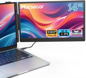 Laptop Screen Extender, 14'' FHD 1080P Ultra-Slim Dual Portable Monitor for Laptops, USB-C Travel Monitor Extender Plug & Play for 13"-16" Laptop, Compatible with Wins/Mac/Android/Chrome Laptop Screen Extender, 14'' FHD 1080P Ultra-Slim Dual Portable Monitor for Laptops, USB-C Travel Monitor Extender Plug & Play for 13"-16" Laptop, Compatible with Wins/Mac/Android/Chrome