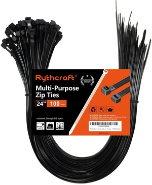 24 Inch Black Zip Ties Heavy Duty, 120 LBS Test Large Cable Ties, 100 Pack Adjustable Self-Locking,0.3" Extra Width, UV-Resistant, UL Listed, Durable Nylon Wire Tie, Indoor Outdoor Use,Patented Design 24 Inch Black Zip Ties Heavy Duty, 120 LBS Test Large Cable Ties, 100 Pack Adjustable Self-Locking,0.3" Extra Width, UV-Resistant, UL Listed, Durable Nylon Wire Tie, Indoor Outdoor Use,Patented Design