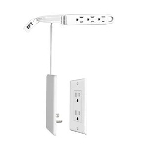 8FT Flat Plug Extension Cord Power Strip 3 Outlets White Upward Cord Upward, Detachable Ultra-Thin Outlet Cover Concealer, Ultra-Flat Plug, Max. 13A 125V 1625W, ETL Listed 8FT Flat Plug Extension Cord Power Strip 3 Outlets White Upward Cord Upward, Detachable Ultra-Thin Outlet Cover Concealer, Ultra-Flat Plug, Max. 13A 125V 1625W, ETL Listed