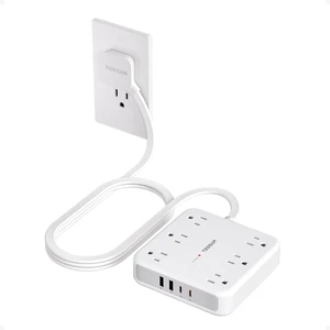 Surge Protector Power Strip, 5Ft Flat Plug Extension Cord, Grey 6 Outlets and 4 USB Ports (2 USB C), 1875W 15A, 20W Fast Charging, 2100J Surge Protection for Home, Office, Dorm Essentials Surge Protector Power Strip, 5Ft Flat Plug Extension Cord, Grey 6 Outlets and 4 USB Ports (2 USB C), 1875W 15A, 20W Fast Charging, 2100J Surge Protection for Home, Office, Dorm Essentials