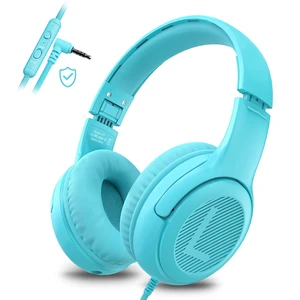 AT2 Kids Headphones for School Travel, 85/94dB Safe Volume Limit 3.5mm Jack, HD Mic, Portable Wired Headphone with Shareport, Stereo Sound On-Ear Headphones for Toddler Kids Girls Boys Blue AT2 Kids Headphones for School Travel, 85/94dB Safe Volume Limit 3.5mm Jack, HD Mic, Portable Wired Headphone with Shareport, Stereo Sound On-Ear Headphones for Toddler Kids Girls Boys Blue