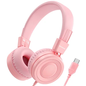 Upgrade USB Type C Kids Headphone for School, 94dB Safe Volume Limited, HD Stereo Sound, Foldable Lightweight On-Ear Headphones for Boys/Girls/Students/Tablet/Travel(Light Pink) Upgrade USB Type C Kids Headphone for School, 94dB Safe Volume Limited, HD Stereo Sound, Foldable Lightweight On-Ear Headphones for Boys/Girls/Students/Tablet/Travel(Light Pink)