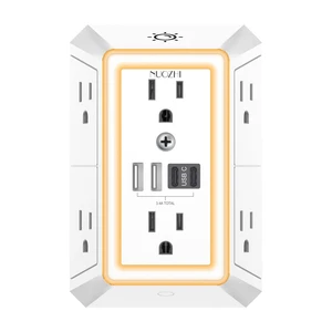 Outlet Extender Surge Protector - 6 Outlet Splitter with 4 USB Ports(2 USB-C) and Night Light, Multi Plug Wall Outlet 1680J Power Strip for Home Office Dorm Room Essentials, ETL, White Outlet Extender Surge Protector - 6 Outlet Splitter with 4 USB Ports(2 USB-C) and Night Light, Multi Plug Wall Outlet 1680J Power Strip for Home Office Dorm Room Essentials, ETL, White