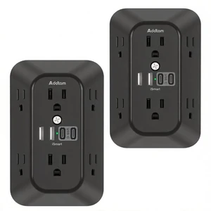 6-Outlet Extender Surge Protector, Multi Plug Wall Outlet with 4 USB Wall Charger(2 USB C Ports), Plug Extension Outlet with 1800J, Outlet Splitter Power Strip for Home Office, 2 Pack, Black 6-Outlet Extender Surge Protector, Multi Plug Wall Outlet with 4 USB Wall Charger(2 USB C Ports), Plug Extension Outlet with 1800J, Outlet Splitter Power Strip for Home Office, 2 Pack, Black