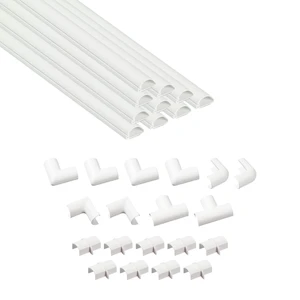 Half Round Cord Hider, Patented Cable Cover, Hide TV Wall Mount Wires, Raceway for Cords, Decorative Wire Covers, Paintable, Adhesive Cable Concealer, 10x 0.78in W x 0.39in H x 15.7in L, White Half Round Cord Hider, Patented Cable Cover, Hide TV Wall Mount Wires, Raceway for Cords, Decorative Wire Covers, Paintable, Adhesive Cable Concealer, 10x 0.78in W x 0.39in H x 15.7in L, White