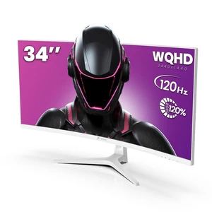 34" WQHD 120Hz Ultrawide Curved Gaming Monitor, 1500R, FreeSync, White VA Panel With 120%sRGB, Low Blue Light, -5°to20° Tilt, HDMI 2.0, DP 1.4, 75x75mm Wall Mount For PC Gaming, Editing and Work 34" WQHD 120Hz Ultrawide Curved Gaming Monitor, 1500R, FreeSync, White VA Panel With 120%sRGB, Low Blue Light, -5°to20° Tilt, HDMI 2.0, DP 1.4, 75x75mm Wall Mount For PC Gaming, Editing and Work