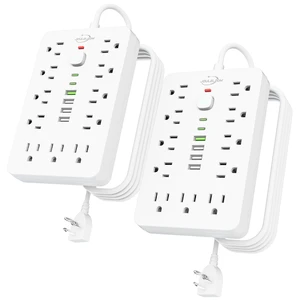 6 FT Flat Plug Surge Protector Power Strip,11 AC Outlets with 6 USB Ports 2 Pack 6 Feet Extension Cord with 11 Outlets &6 USB Ports (2 USB C),1250W/10A,One Touch Switch Button power strip 6 FT Flat Plug Surge Protector Power Strip,11 AC Outlets with 6 USB Ports 2 Pack 6 Feet Extension Cord with 11 Outlets &6 USB Ports (2 USB C),1250W/10A,One Touch Switch Button power strip