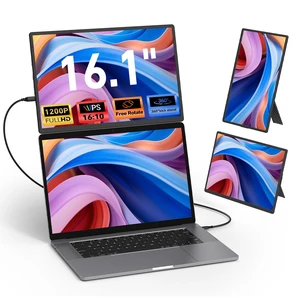 16'' Laptop Screen Extender, 360° Rotating Detachable Stand/VESA Support, FHD 1200P IPS Portable Monitor, Plug & Play with HDMI/USB-A/Type-C, Compatible Win/Mac/Android 16'' Laptop Screen Extender, 360° Rotating Detachable Stand/VESA Support, FHD 1200P IPS Portable Monitor, Plug & Play with HDMI/USB-A/Type-C, Compatible Win/Mac/Android