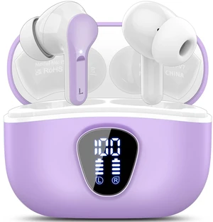 Wireless Earbuds, Bluetooth 5.4 Headphones HiFi Stereo, Bluetooth Earbuds With ENC Noise Cancelling Mic, IP7 Waterproof in Ear Earphones, 48H, LED Display Ear buds for Pad Workout Sports, Purple Wireless Earbuds, Bluetooth 5.4 Headphones HiFi Stereo, Bluetooth Earbuds With ENC Noise Cancelling Mic, IP7 Waterproof in Ear Earphones, 48H, LED Display Ear buds for Pad Workout Sports, Purple
