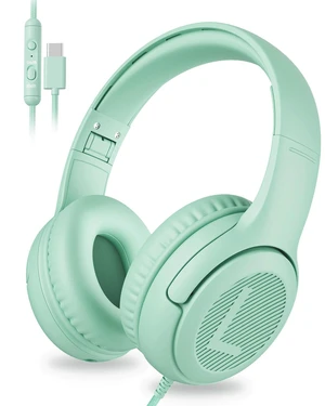 AT2C USB-C Kids Headphones with Mic - 85/94dB Volume Limiter Foldable Wired Toddler Headphones for Boys & Girls, Over-Ear Type-C Kid Headphones for iPad School Travel Tablet Green AT2C USB-C Kids Headphones with Mic - 85/94dB Volume Limiter Foldable Wired Toddler Headphones for Boys & Girls, Over-Ear Type-C Kid Headphones for iPad School Travel Tablet Green