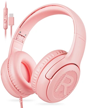 AT2C USB-C Kids Headphones with Mic - 85/94dB Volume Limiter Foldable Wired Toddler Headphones for Boys & Girls, Over-Ear Type-C Kid Headphones for iPad School Travel Tablet Pink AT2C USB-C Kids Headphones with Mic - 85/94dB Volume Limiter Foldable Wired Toddler Headphones for Boys & Girls, Over-Ear Type-C Kid Headphones for iPad School Travel Tablet Pink