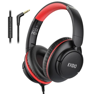 Wired Headphones with Mic, 3.5mm Plug Corded Headphone for School Black Red Wired Over Ear Foldable Headphones for Teens Classroom Travel, 4.9ft Tangle-Free Cord with Volume Control for Tablet Laptop Wired Headphones with Mic, 3.5mm Plug Corded Headphone for School Black Red Wired Over Ear Foldable Headphones for Teens Classroom Travel, 4.9ft Tangle-Free Cord with Volume Control for Tablet Laptop