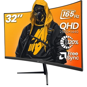 32" 2K QHD 165Hz Curved Gaming Monitor, FreeSync, HDMI/DP, Black VA Panel With 120%sRGB Color, Low Blue Light, 1800R Curve and 100 x 100mm Wall Mount For Gaming, Video Editing and Work 32" 2K QHD 165Hz Curved Gaming Monitor, FreeSync, HDMI/DP, Black VA Panel With 120%sRGB Color, Low Blue Light, 1800R Curve and 100 x 100mm Wall Mount For Gaming, Video Editing and Work