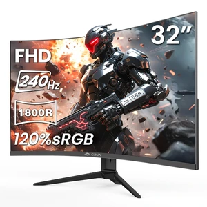 32" FHD 1080P 240Hz Curved Gaming Monitor, 1800R, AMD FreeSync, Black VA Screen, 120%sRGB, 3500:1, Low Blue Light, HDMI 2.0/DP 1.4 and 100x100mm Wall Mount For PC Gaming, Streaming and Work 32" FHD 1080P 240Hz Curved Gaming Monitor, 1800R, AMD FreeSync, Black VA Screen, 120%sRGB, 3500:1, Low Blue Light, HDMI 2.0/DP 1.4 and 100x100mm Wall Mount For PC Gaming, Streaming and Work
