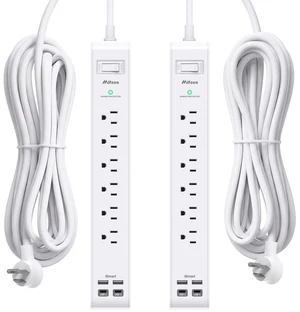 2 Pack Power Strip, Extension Cord 15FT, Surge Protector with 6 Outlets and 4 USB Ports (2 USB C), Flat Plug Overload Protection, Extension Cord with Multiple Outlets, Wall Mount for Home Dorm College 2 Pack Power Strip, Extension Cord 15FT, Surge Protector with 6 Outlets and 4 USB Ports (2 USB C), Flat Plug Overload Protection, Extension Cord with Multiple Outlets, Wall Mount for Home Dorm College