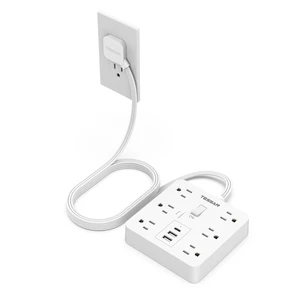 Surge Protector Power Strip, 10Ft Flat Plug Extension Cord, White 6 Outlets and 4 USB Ports (2 USB C), 1700 Joules Surge Protection, Outlet Extender for Home, Office, Dorm Room Essentials Surge Protector Power Strip, 10Ft Flat Plug Extension Cord, White 6 Outlets and 4 USB Ports (2 USB C), 1700 Joules Surge Protection, Outlet Extender for Home, Office, Dorm Room Essentials
