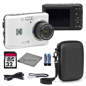 PIXPRO FZ45 Digital Camera White, 16MP Point & Shoot with 4X Optical Zoom, 27mm Wide Angle, 2.7 Inch LCD, 1080p Video Bundle with Tudak Compatible Camera Case 32GB SD Card, & Microfiber Cloth PIXPRO FZ45 Digital Camera White, 16MP Point & Shoot with 4X Optical Zoom, 27mm Wide Angle, 2.7 Inch LCD, 1080p Video Bundle with Tudak Compatible Camera Case 32GB SD Card, & Microfiber Cloth