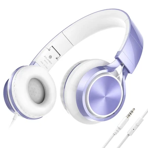 Kids Headphones for School, 3.5mm Wired with Mic for Teens, Violet On-Ear Headsets with Microphone for Chromebook Laptop Computer, Foldable Adjustable Teen Kids, Corded for Classroom Travel Kids Headphones for School, 3.5mm Wired with Mic for Teens, Violet On-Ear Headsets with Microphone for Chromebook Laptop Computer, Foldable Adjustable Teen Kids, Corded for Classroom Travel