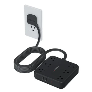 Surge Protector Power Strip, 15Ft Flat Plug Extension Cord, Black 6 Outlets and 4 USB Ports (2 USB C), 2100 Joules Surge Protection, Outlet Extender for Home, Office, Dorm Room Essentials Surge Protector Power Strip, 15Ft Flat Plug Extension Cord, Black 6 Outlets and 4 USB Ports (2 USB C), 2100 Joules Surge Protection, Outlet Extender for Home, Office, Dorm Room Essentials