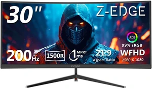 Z-Edge 30" Curved Gaming Monitor, WFHD1080P 200Hz 165Hz 144Hz, MPRT 1ms 21:9 Aspect Ratio, 1500R Curved, 16.7M Colors, 3000:1 Contrast, UG30 PIP-PBP, 2X DP 1.4 Ports and 2X HDMI 2.0 Port Z-Edge 30" Curved Gaming Monitor, WFHD1080P 200Hz 165Hz 144Hz, MPRT 1ms 21:9 Aspect Ratio, 1500R Curved, 16.7M Colors, 3000:1 Contrast, UG30 PIP-PBP, 2X DP 1.4 Ports and 2X HDMI 2.0 Port