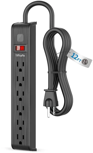 Power Strip Surge Protector, 12 Feet Extension Cord, 600 Joules Surge Protection, Multiple Protection 6 Outlet Strip, ETL Listed 1 Pack Power Strip Surge Protector, 12 Feet Extension Cord, 600 Joules Surge Protection, Multiple Protection 6 Outlet Strip, ETL Listed 1 Pack