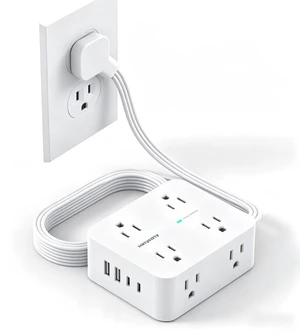15Ft Long Extension Cord with Ultra-Thin Flat Plug, 8 Widely Spaced Outlets 4 USB Ports (2 USB C), 1080J Surge Protected Power Strip for Home Office, College Dorm Room Essentials, Wall Mount 15Ft Long Extension Cord with Ultra-Thin Flat Plug, 8 Widely Spaced Outlets 4 USB Ports (2 USB C), 1080J Surge Protected Power Strip for Home Office, College Dorm Room Essentials, Wall Mount