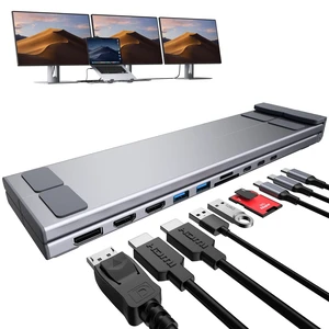 10 in 1 USB C Laptop Dock Stand 4K Triple Monitor with PD 100W 2*HDMI+1*DisplayPort(up to 4K@60Hz), 2 USB A 3.0, 2 USB A 2.0, PD 100W, USB C 3.0+SD&TF for Mac Pro/Air/Dell/HP/Surface/Acer 10 in 1 USB C Laptop Dock Stand 4K Triple Monitor with PD 100W 2*HDMI+1*DisplayPort(up to 4K@60Hz), 2 USB A 3.0, 2 USB A 2.0, PD 100W, USB C 3.0+SD&TF for Mac Pro/Air/Dell/HP/Surface/Acer
