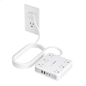 Surge Protector Power Strip, 10Ft Flat Plug Extension Cord, Grey 6 Outlets and 4 USB Ports (2 USB C), 2100 Joules Surge Protection, Outlet Extender for Home, Office, Dorm Room Essentials Surge Protector Power Strip, 10Ft Flat Plug Extension Cord, Grey 6 Outlets and 4 USB Ports (2 USB C), 2100 Joules Surge Protection, Outlet Extender for Home, Office, Dorm Room Essentials