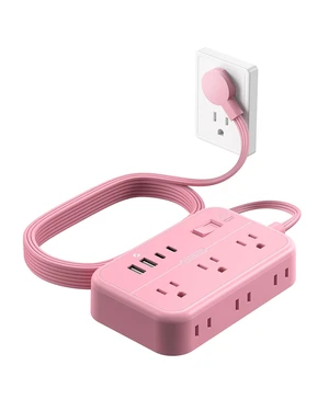 Pink Extension Cord Surge Protector Power Strip with 6 Outlets 4 USB Ports(20W), Flat Extension Cord with Multiple Outlets, 5 ft Flat Plug Outlet Extender for Indoor, Home, Office Pink Extension Cord Surge Protector Power Strip with 6 Outlets 4 USB Ports(20W), Flat Extension Cord with Multiple Outlets, 5 ft Flat Plug Outlet Extender for Indoor, Home, Office