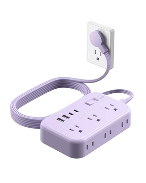 Purple Extension Cord Surge Protector Power Strip with 6 Outlets 4 USB Ports(20W), Flat Extension Cord with Multiple Outlets, 5 ft Flat Plug Outlet Extender for Indoor, Office Purple Extension Cord Surge Protector Power Strip with 6 Outlets 4 USB Ports(20W), Flat Extension Cord with Multiple Outlets, 5 ft Flat Plug Outlet Extender for Indoor, Office
