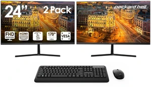 airFrame 24" FHD Monitors + Wireless Keyboard & Mouse, VESA Mount Compatible, HDMI/VGA, Tilt, Slim Bezel, for Home, Office, Light Gaming 2 Pack airFrame 24" FHD Monitors + Wireless Keyboard & Mouse, VESA Mount Compatible, HDMI/VGA, Tilt, Slim Bezel, for Home, Office, Light Gaming 2 Pack